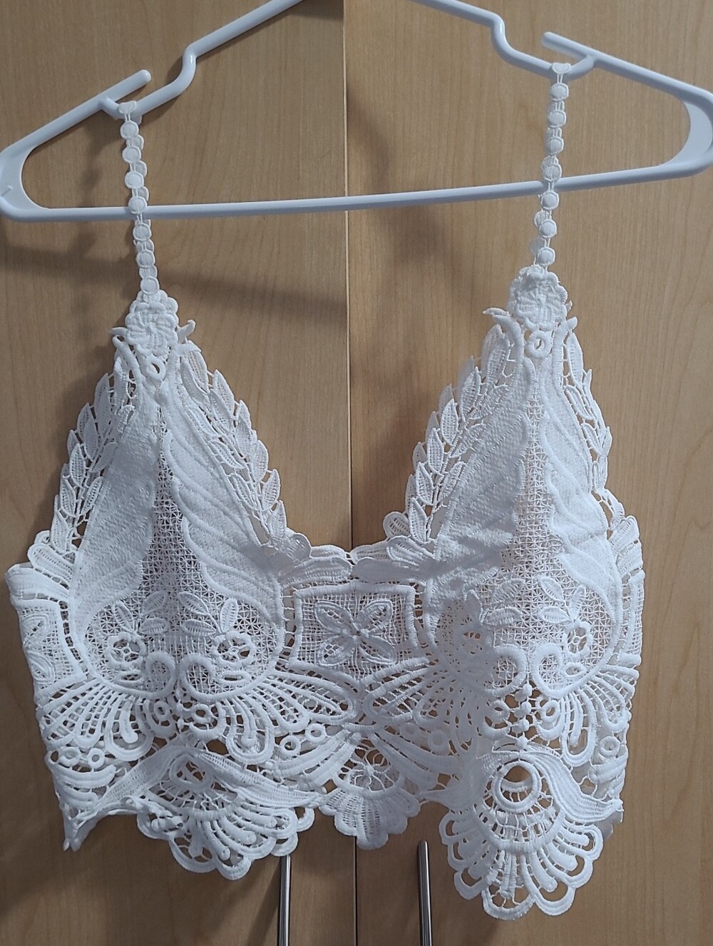 White Lace Leaf Motif Sheer Bralette